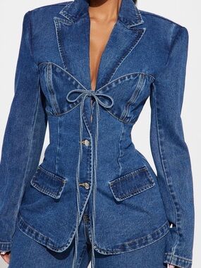 NWT| Fashion Nova Blue Denim Corset Blazer